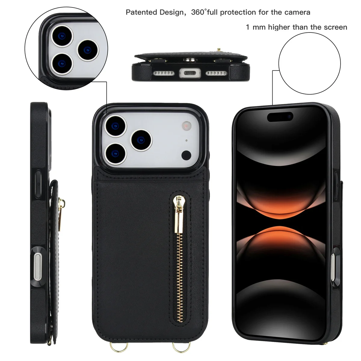 Funda de cuero con cremallera  - Leather Wallet Card Holder Phone Cover reseña y precio