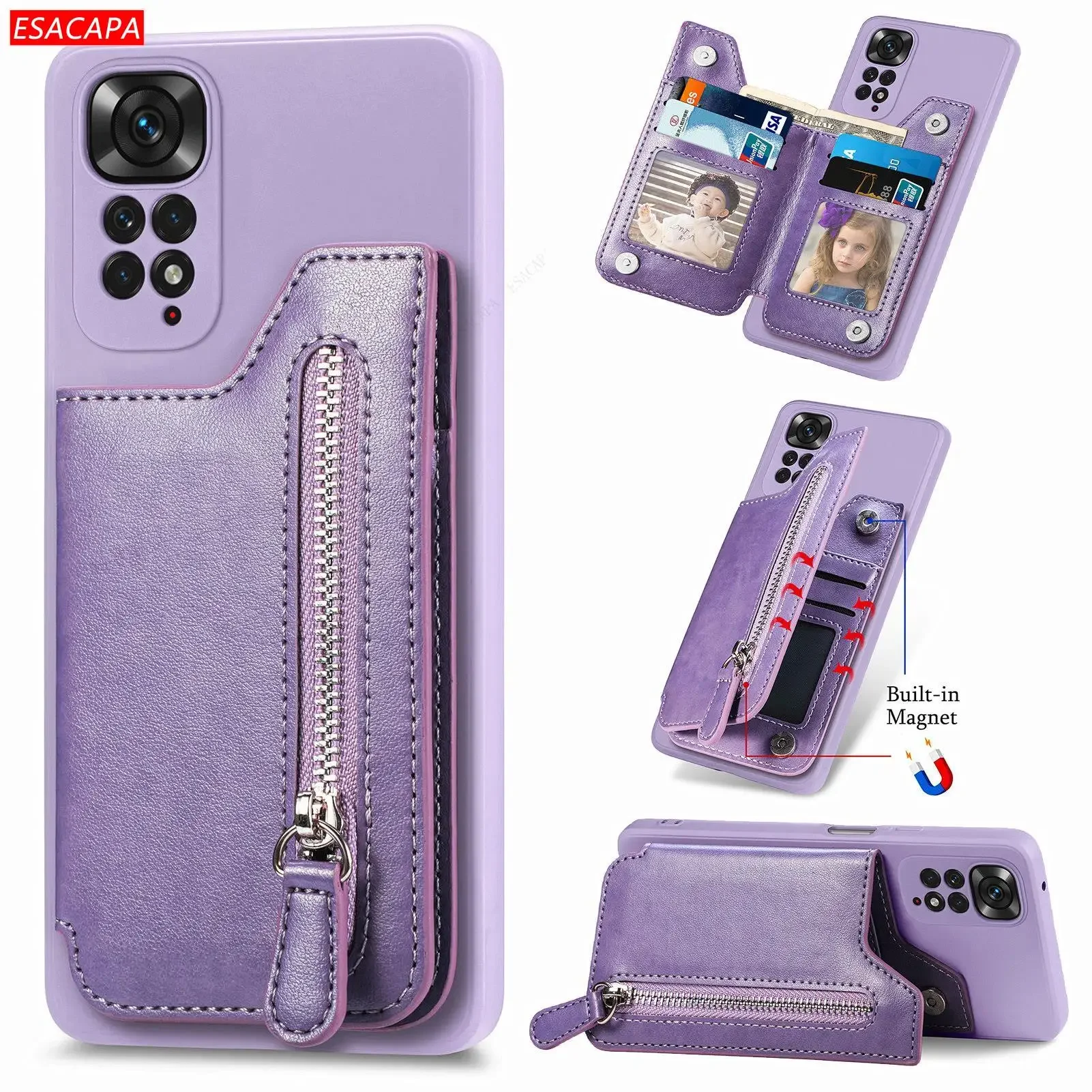 Funda de teléfono de cuero con - Leather Wallet Card Holder Phone Cover reseña y precio