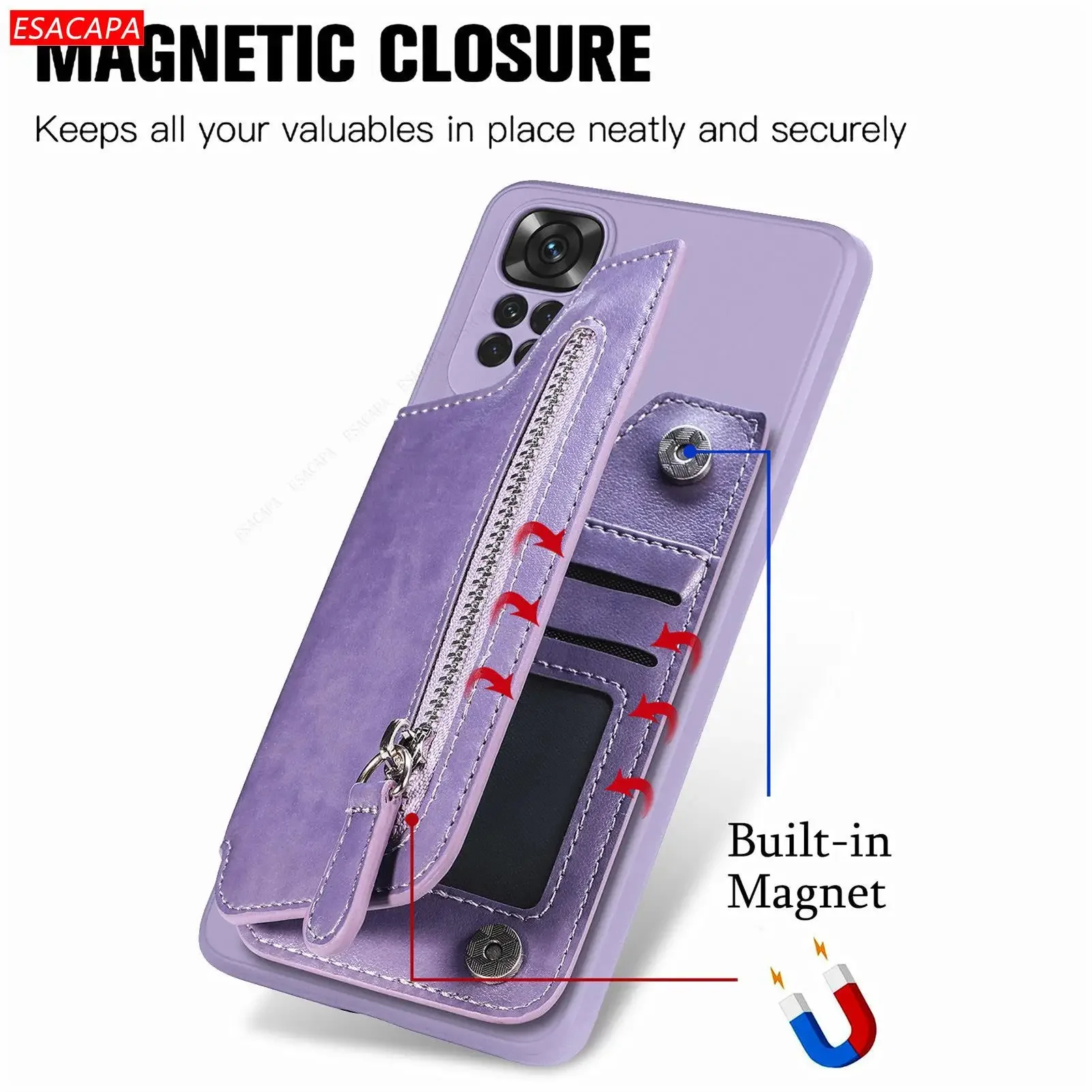 Funda de teléfono de cuero con - Leather Wallet Card Holder Phone Cover reseña y precio