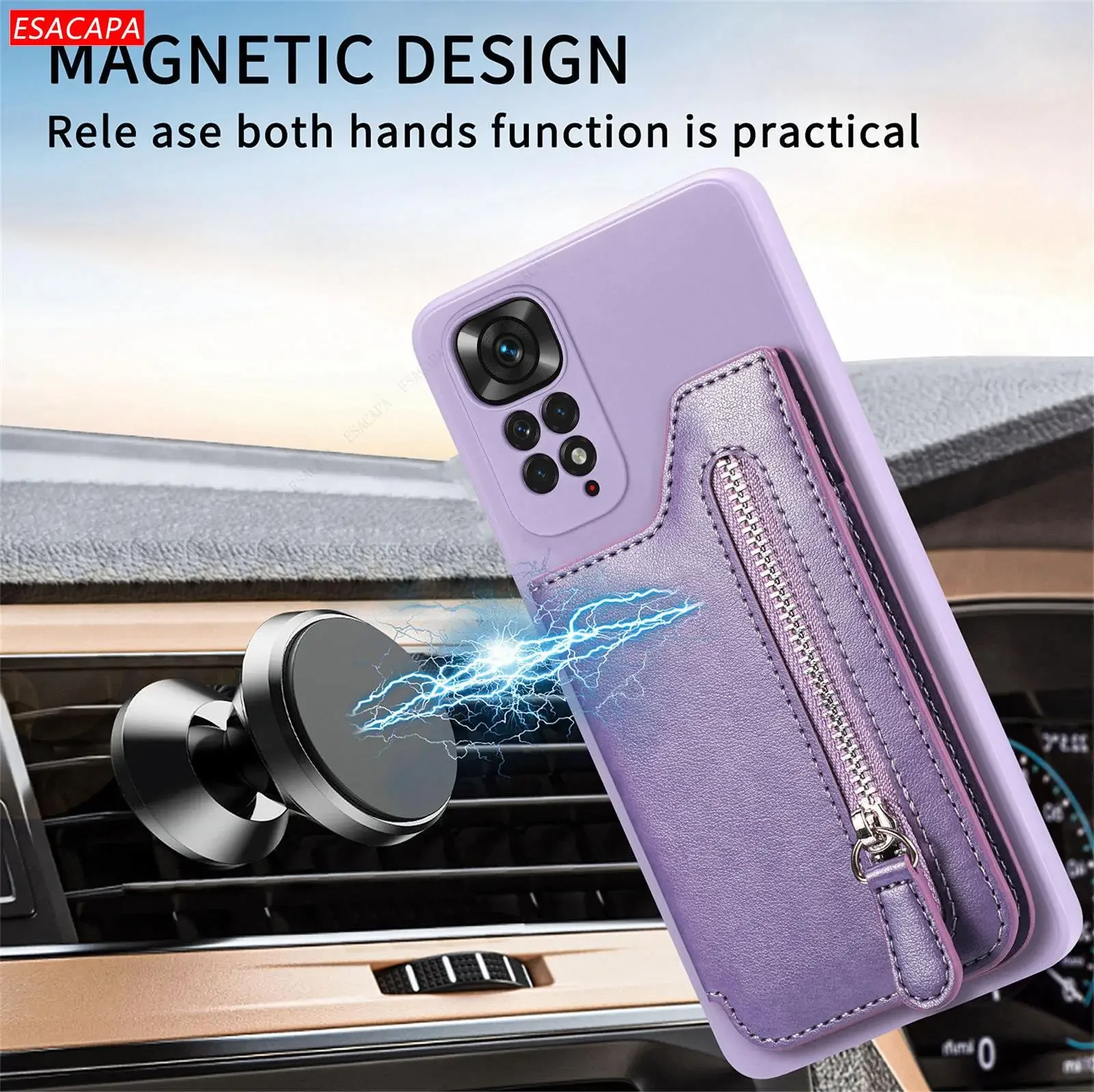 Funda de teléfono de cuero con - Leather Wallet Card Holder Phone Cover reseña y precio